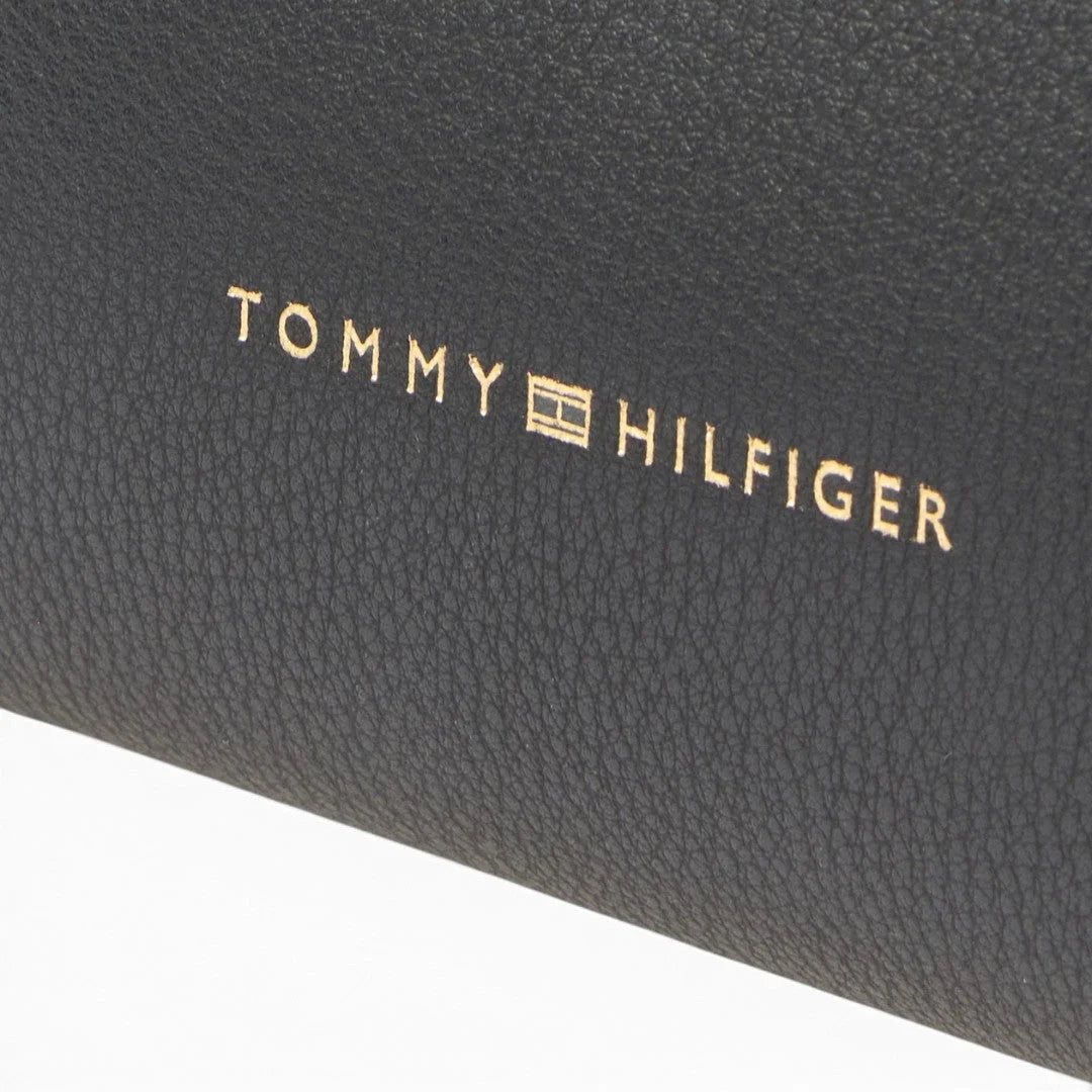 Tommy Hilfiger Metallic Logo Pebbled Mini Tote Bag - BLK - Black