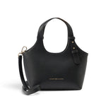 Tommy Hilfiger Metallic Logo Pebbled Mini Tote Bag - BLK - Black