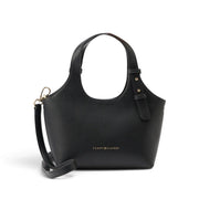 Tommy Hilfiger Metallic Logo Pebbled Mini Tote Bag - BLK - Black