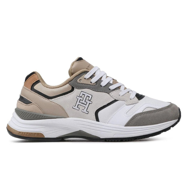 Tommy Hilfiger Modern Prep Sneaker Mix Men FM0FM04498-WHTBEG - White/ Beige / 42