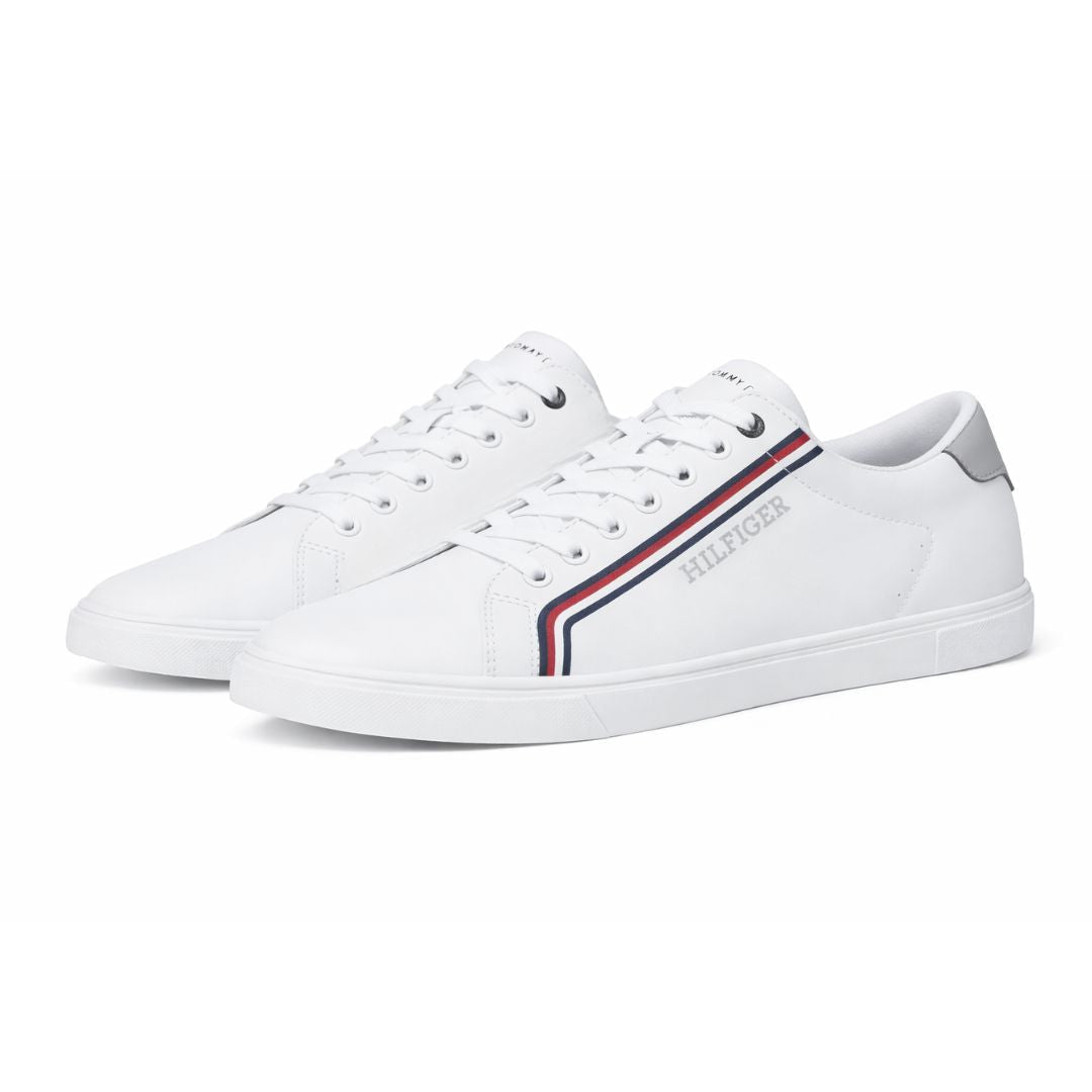 Tommy Hilfiger Monotype Logo Leather Sneakers Men - WHT - White / 40