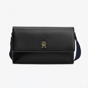 Tommy Hilfiger Pebbled Flap Crossbody Bag - BLK - Black