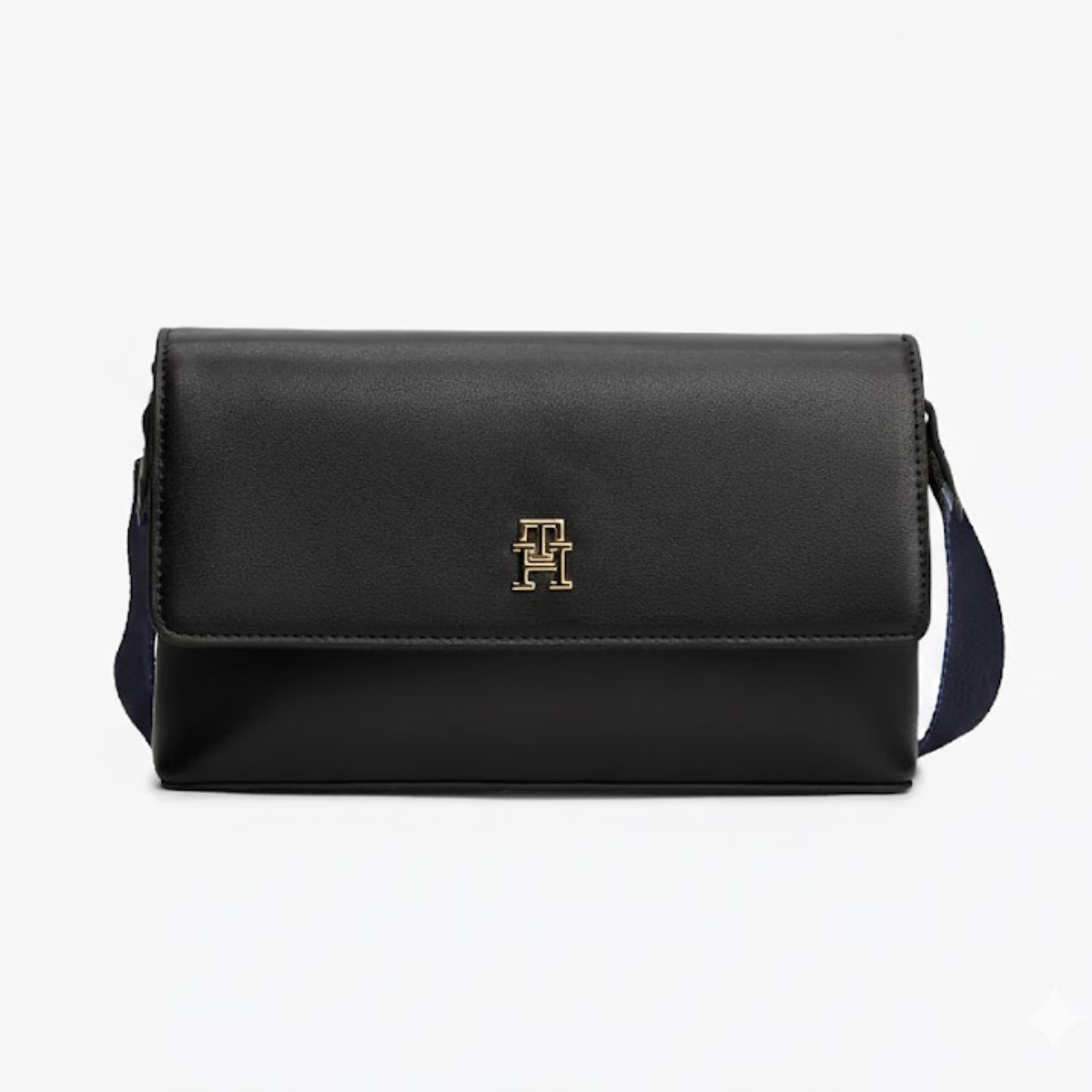 Tommy Hilfiger Pebbled Flap Crossbody Bag - BLK - Black