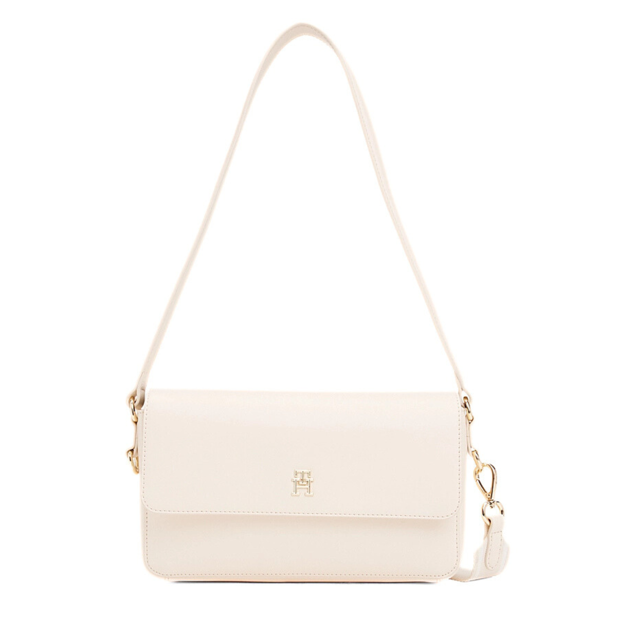Tommy Hilfiger Pebbled Flap Crossbody Bag - CRM - Cream
