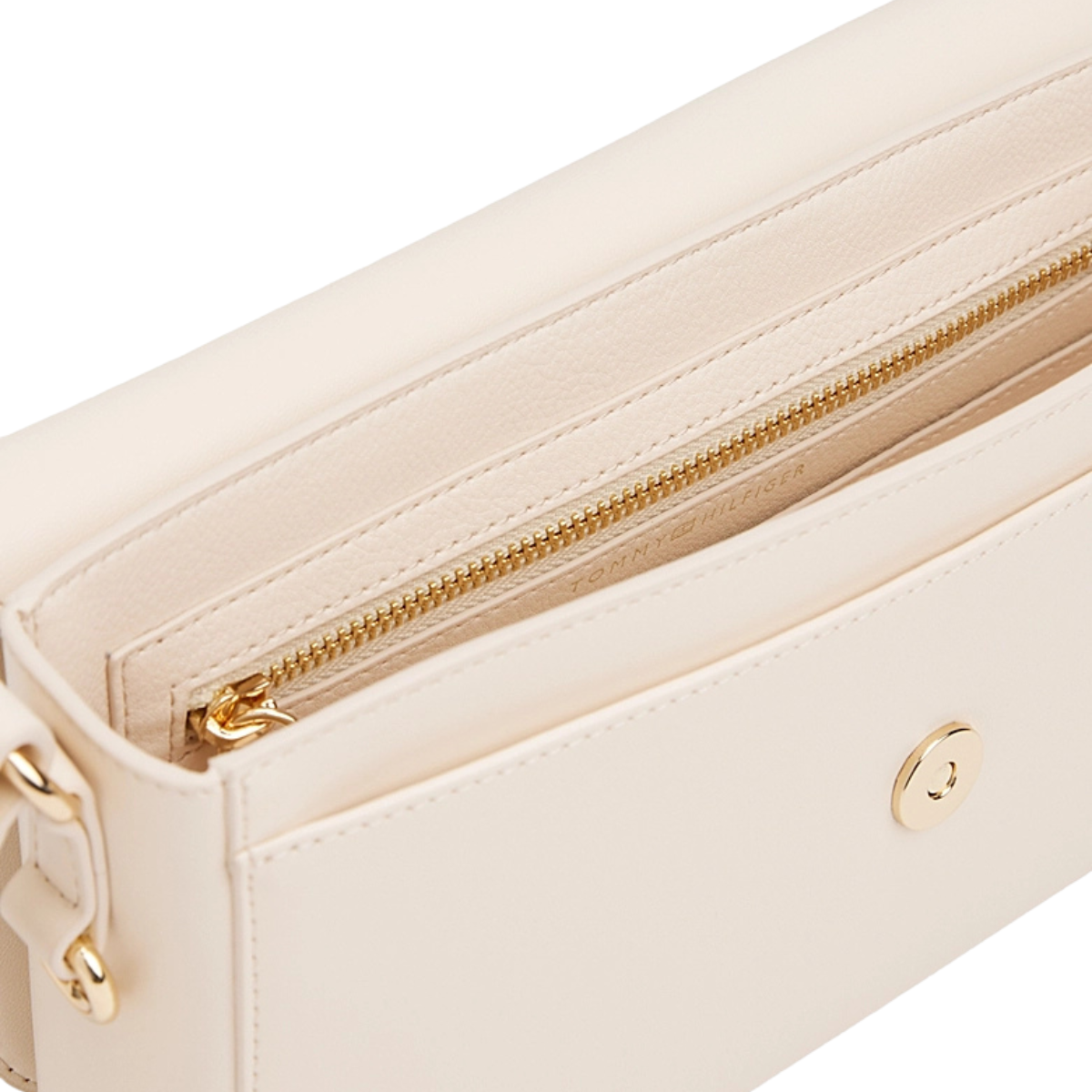 Tommy Hilfiger Pebbled Flap Crossbody Bag - CRM - Cream