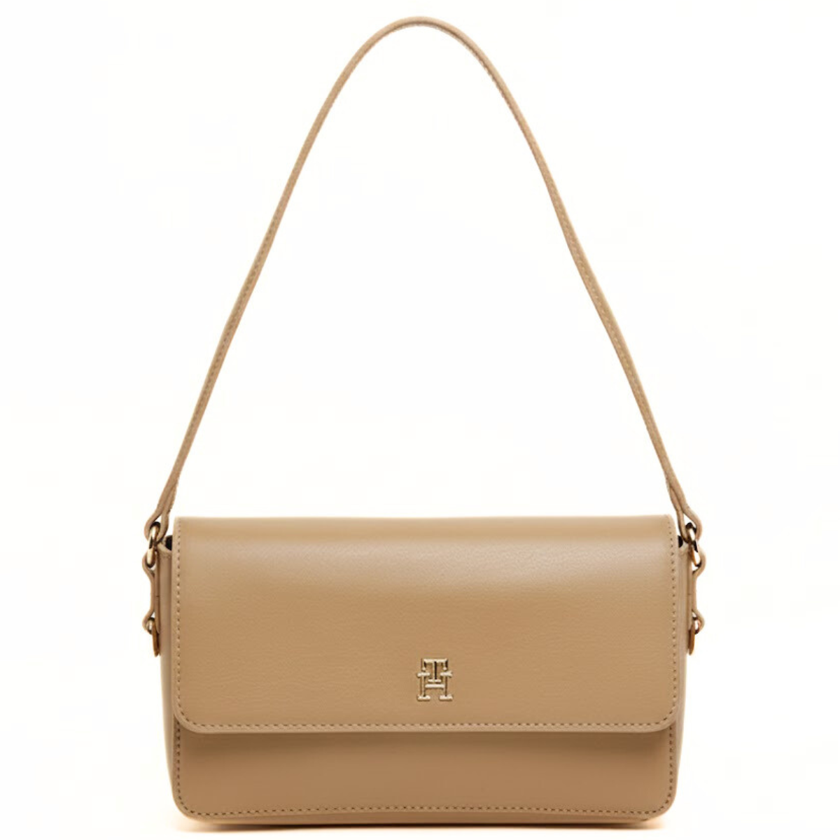 Tommy Hilfiger Pebbled Flap Crossbody Bag - TAN - Tan
