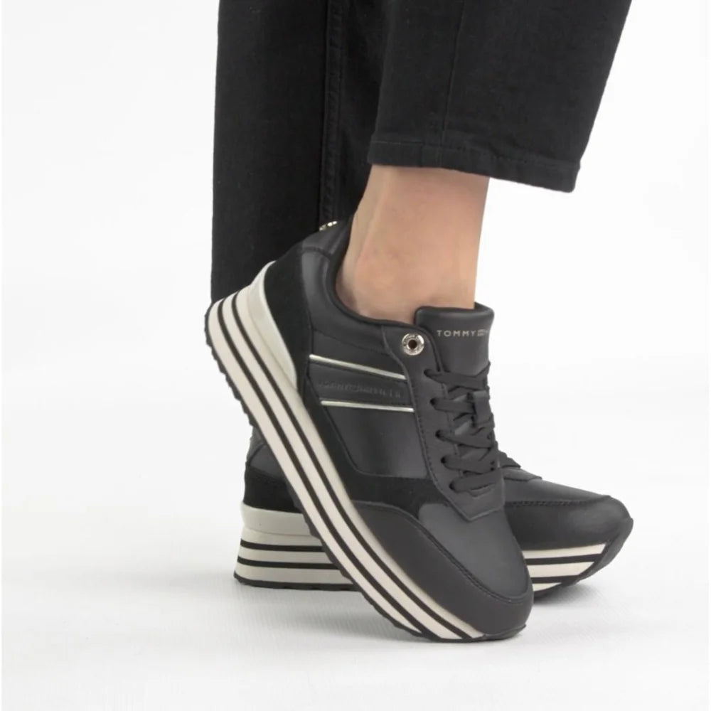 Tommy Hilfiger Platform Stripes Trainers Women’s - BLK