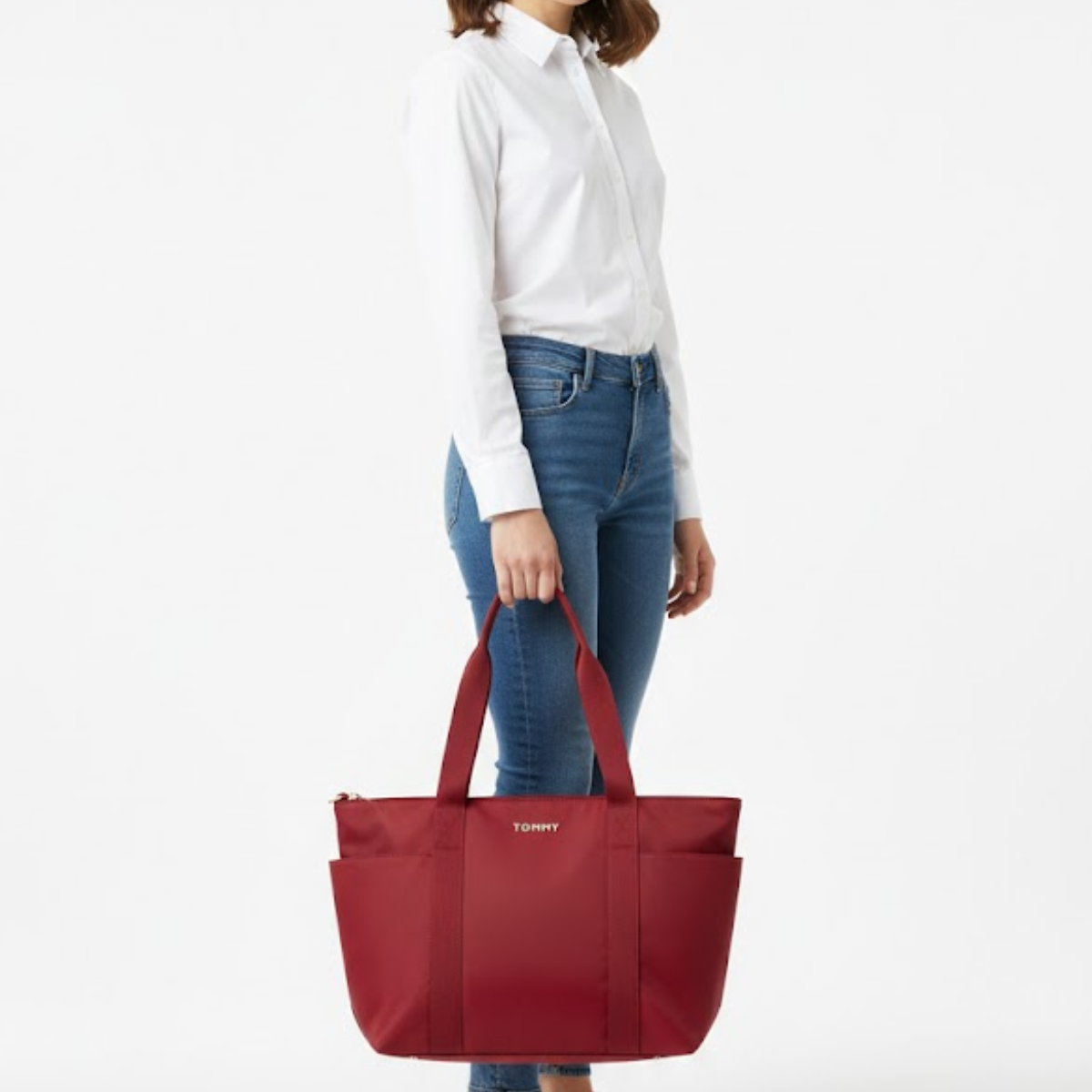 Tommy Hilfiger Popette Tote Bag Shoulder Bag Women - BUR - Burgundy