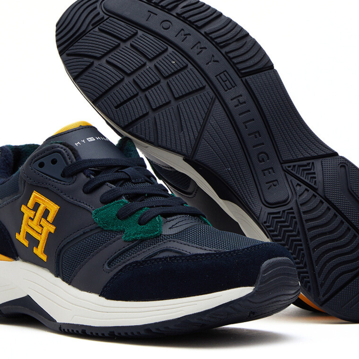 Tommy Hilfiger Prep Sneaker Leather Varsity FMOFM04285 - NVYYLW