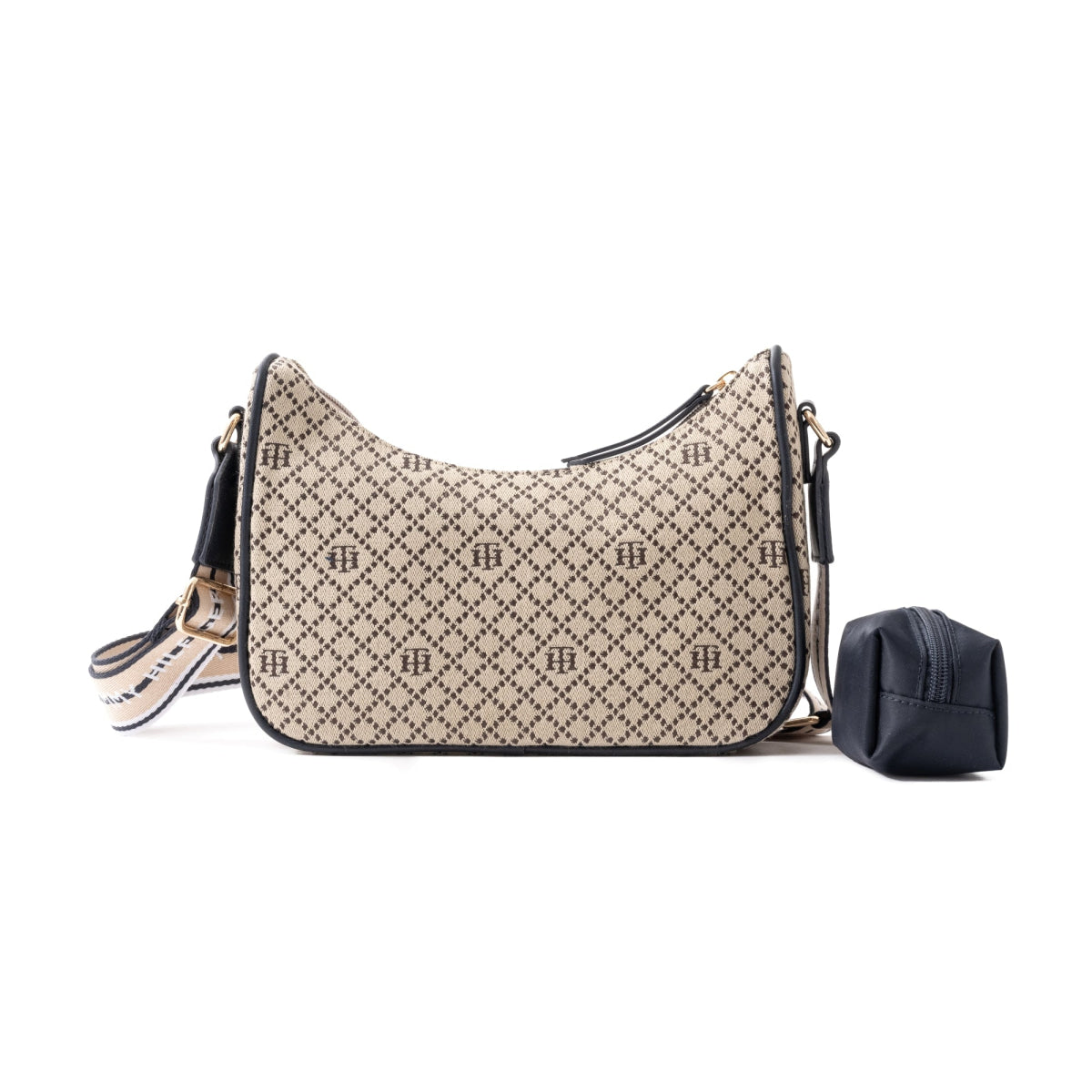 Tommy Hilfiger Riley All Over Monogram Baguette Bag - BEG - Beige