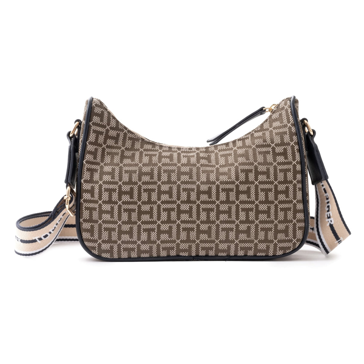 Tommy Hilfiger Riley All Over Monogram Baguette Bag - BEGBRN - Beige/Brown