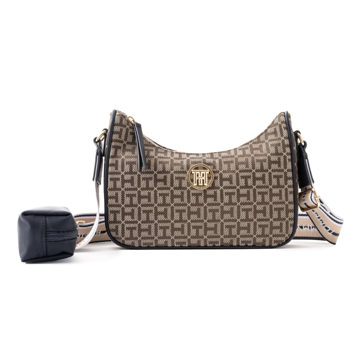 Tommy Hilfiger Riley All Over Monogram Baguette Bag - BEGBRN - Beige/Brown