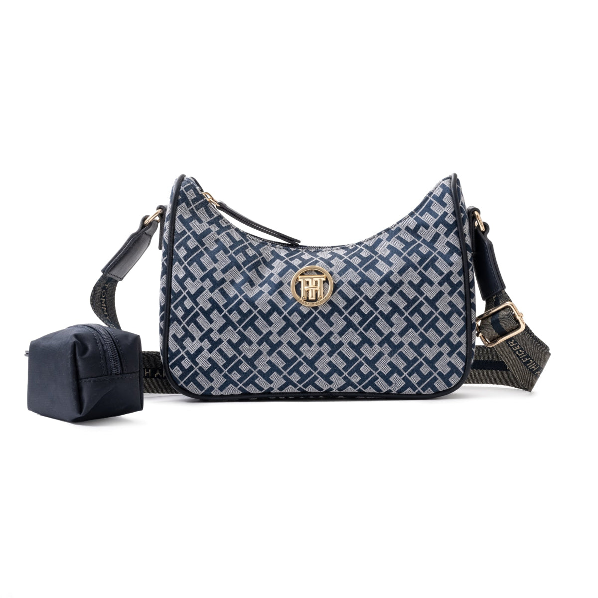 Tommy Hilfiger Riley All Over Monogram Baguette Bag - NVY - Navy