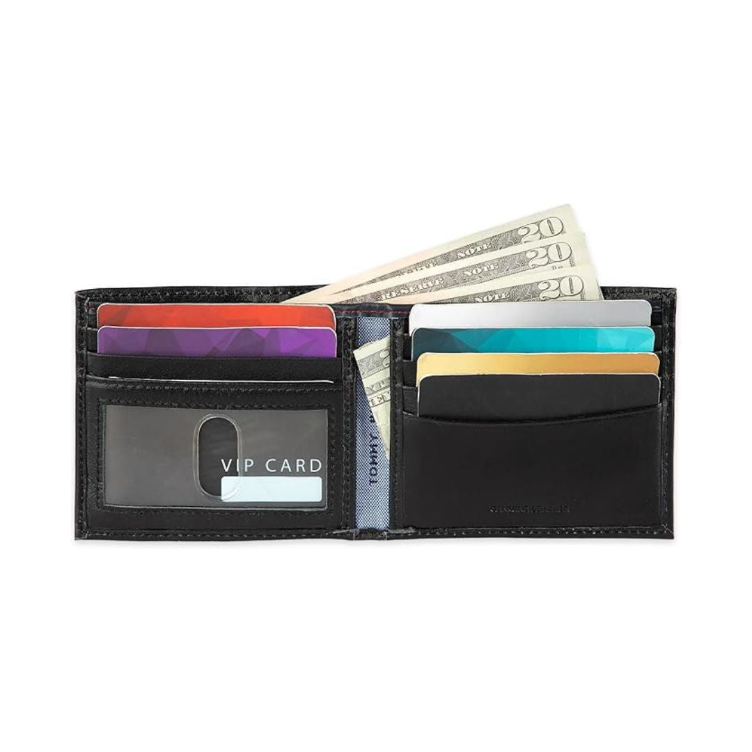 Tommy Hilfiger Slim Extra Capacity Bifold Leather Wallet - Black
