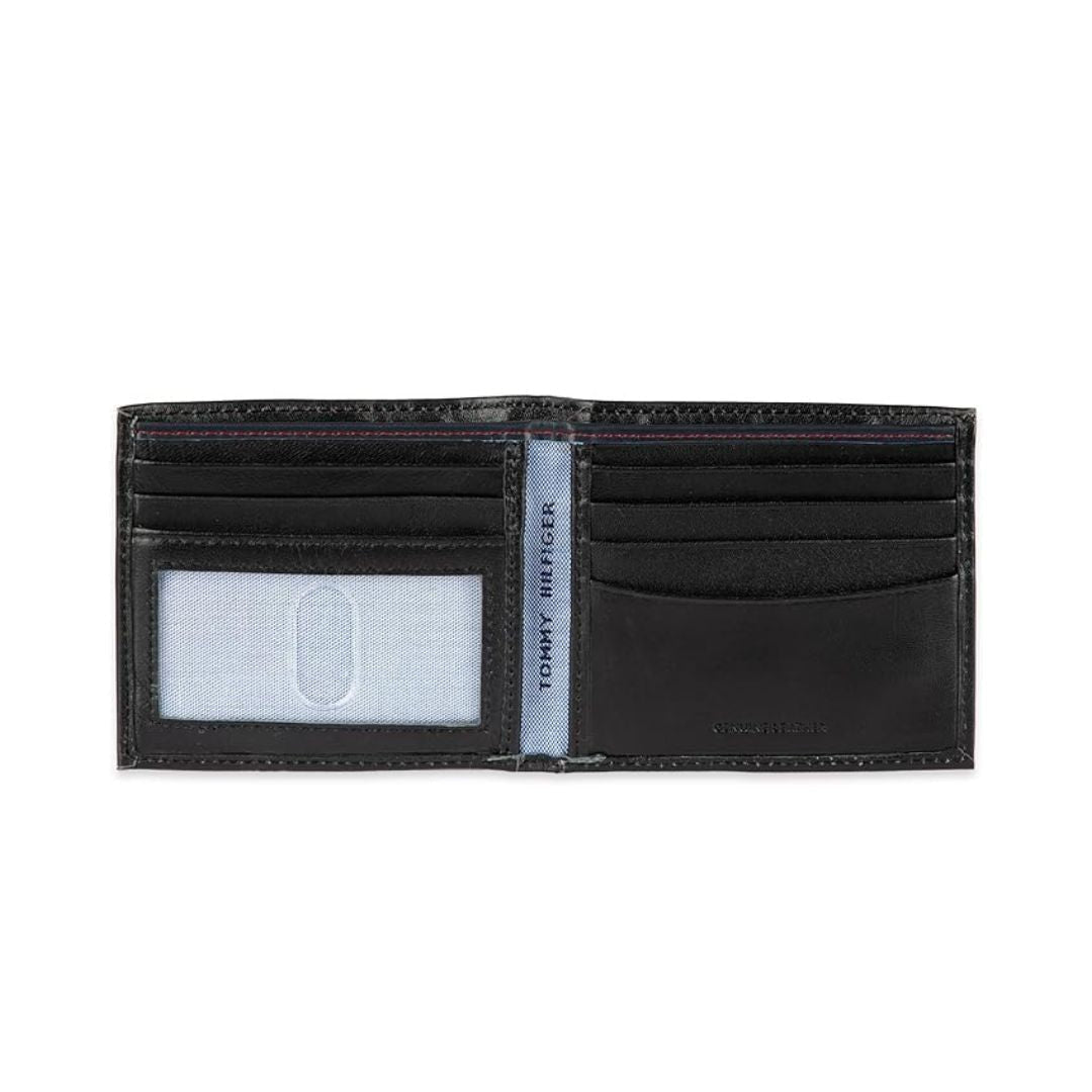 Tommy Hilfiger Slim Extra Capacity Bifold Leather Wallet - Black
