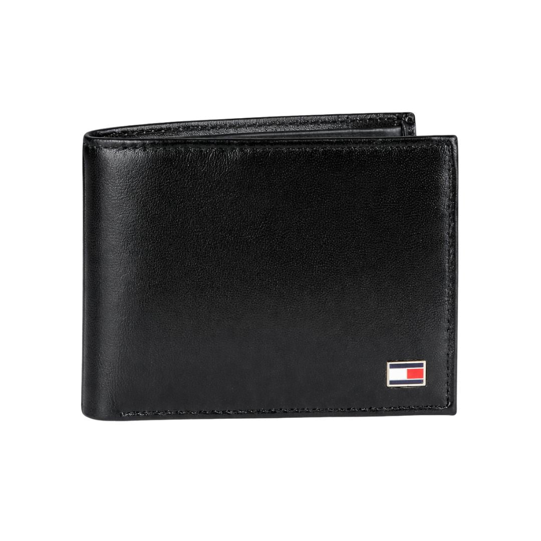 Tommy Hilfiger Slim Extra Capacity Bifold Leather Wallet - Black