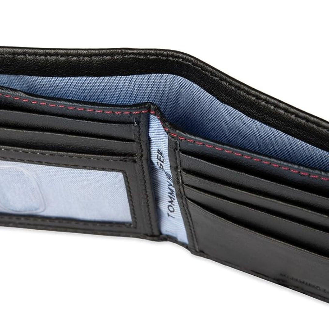 Tommy Hilfiger Slim Extra Capacity Bifold Leather Wallet - Black