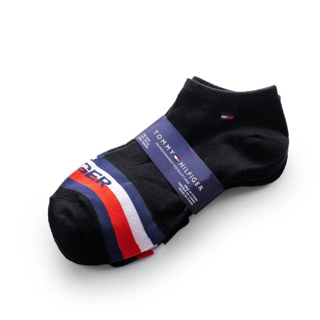 Tommy Hilfiger Stripes Logo 3-Pack Socks - BLK - 3 Pairs / Black / OS