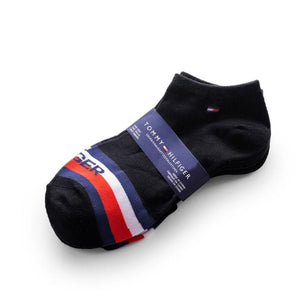Tommy Hilfiger Stripes Logo 3-Pack Socks - BLK - 3 Pairs / Black / OS