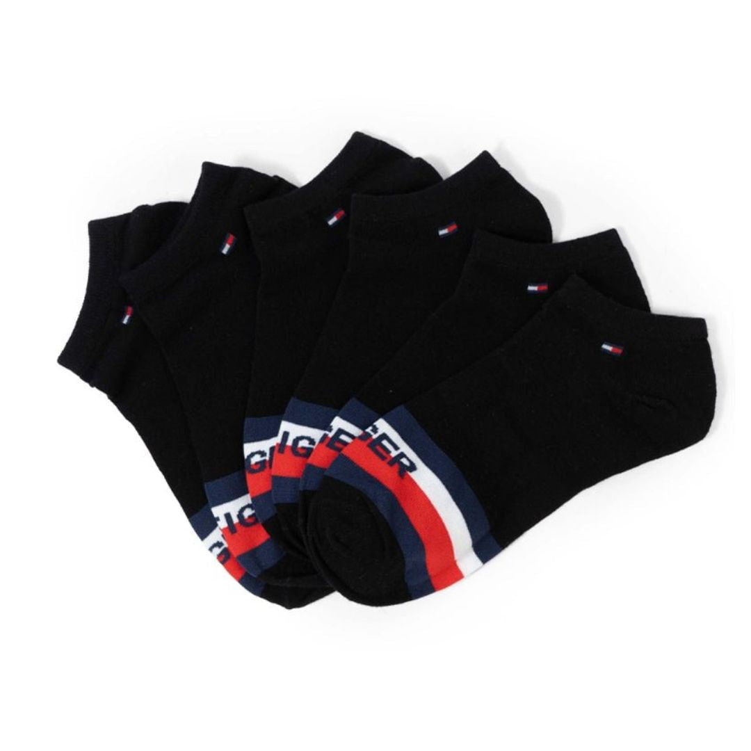 Tommy Hilfiger Stripes Logo 3-Pack Socks - BLK - 3 Pairs / Black / OS