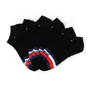 Tommy Hilfiger Stripes Logo 3-Pack Socks - BLK - 3 Pairs / Black / OS