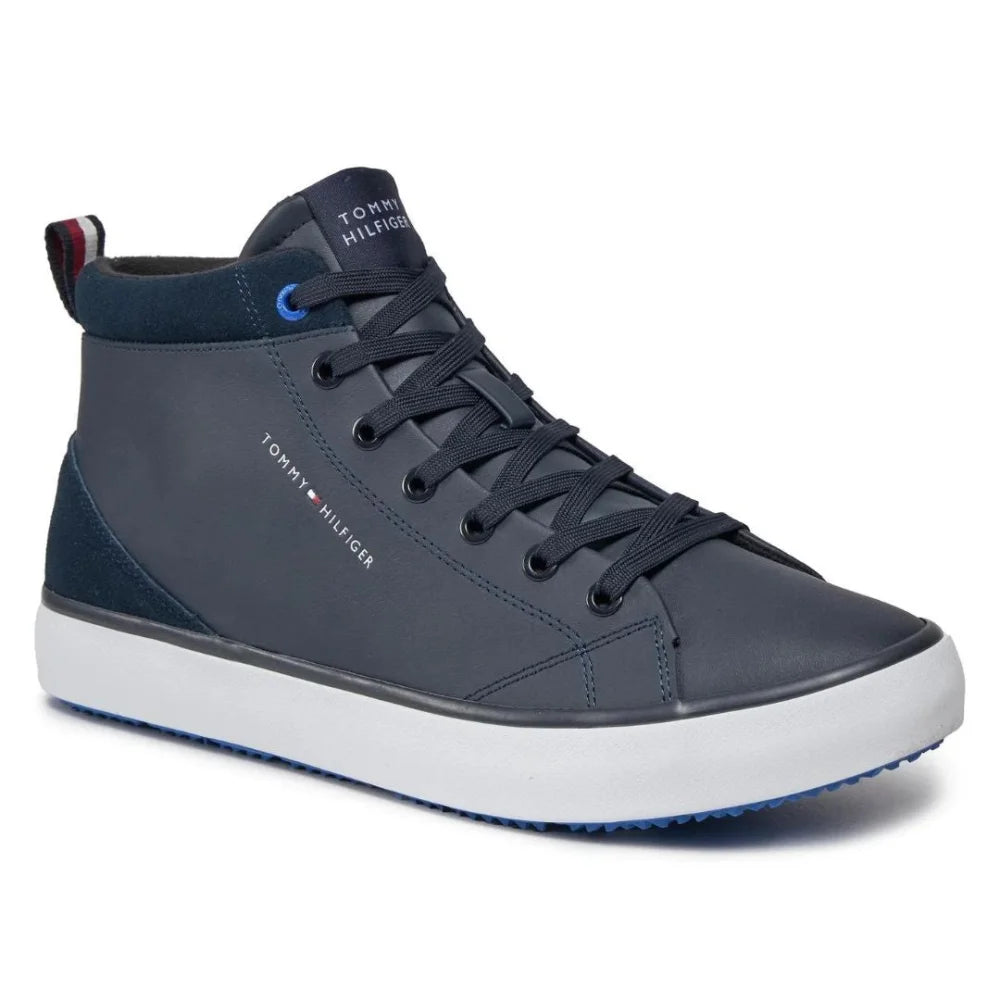 Tommy Hilfiger TH Hi Vulc Cleat LTH Mix Sneaker Men - NVY Shoes