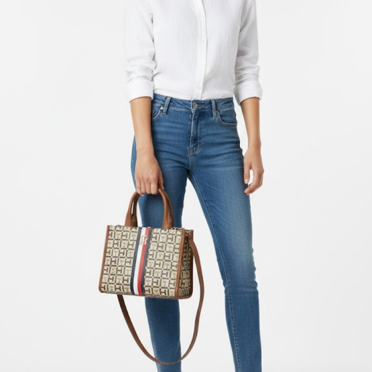 Tommy Hilfiger TH logo metal handbag women - BRN - Brown