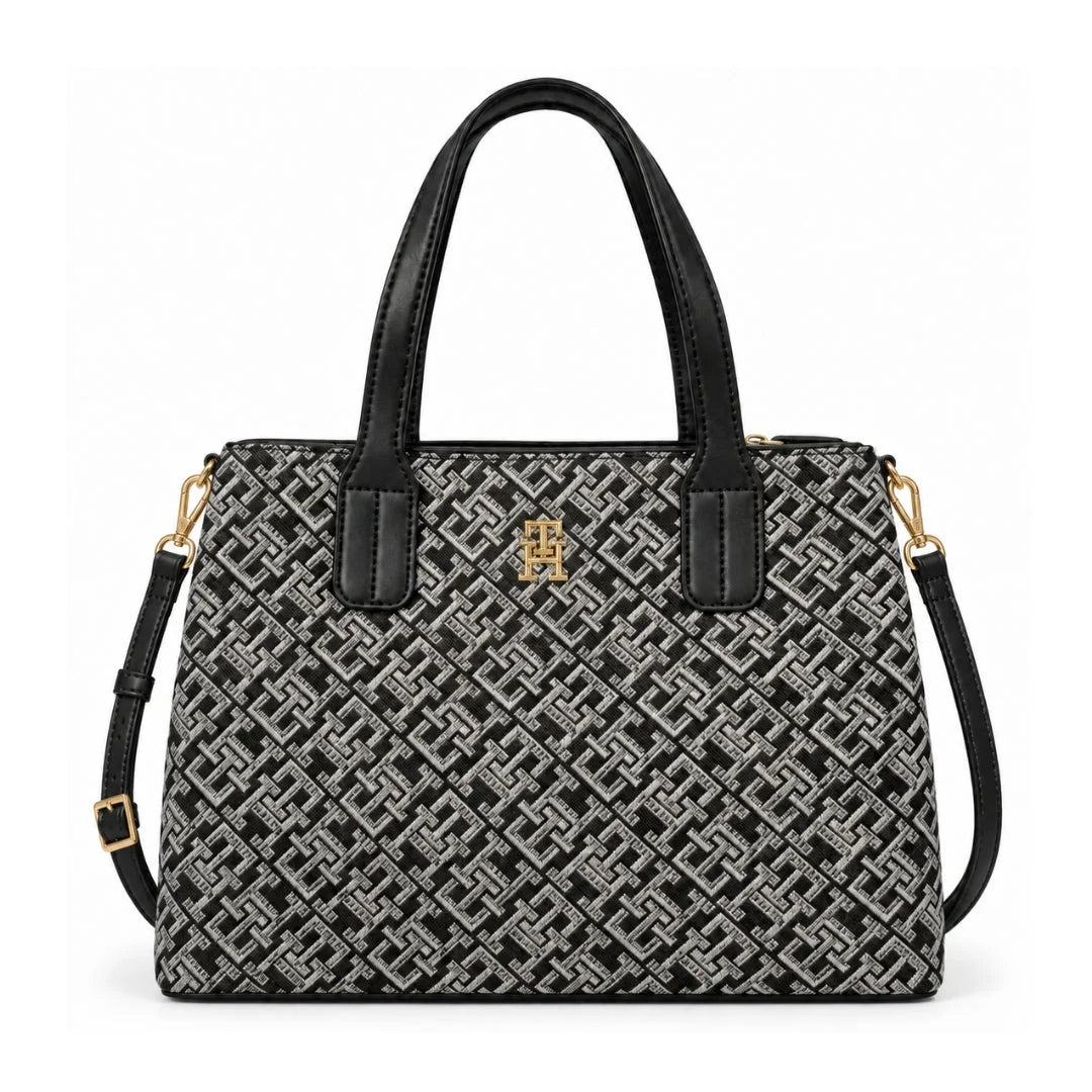 Tommy Hilfiger TH Monogram Jacquard Satchel Women - BLK - Black
