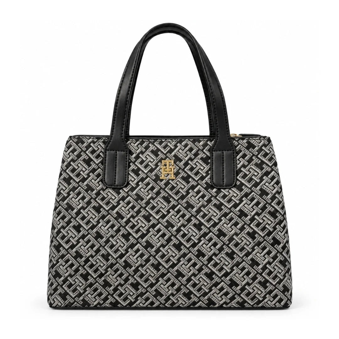Tommy Hilfiger TH Monogram Jacquard Satchel Women - BLK - Black