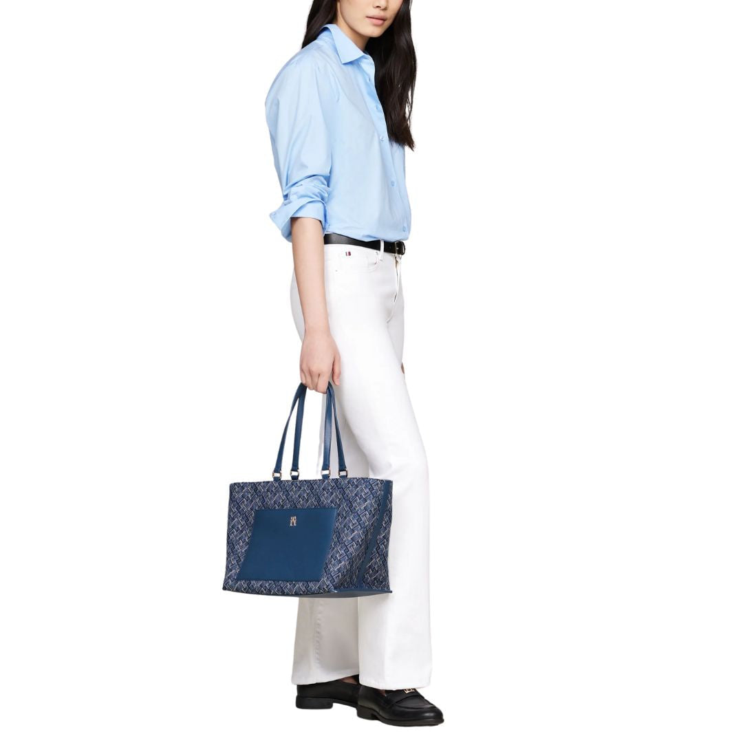 Tommy Hilfiger TH Monogram Jacquard Tote - BLU - Blue
