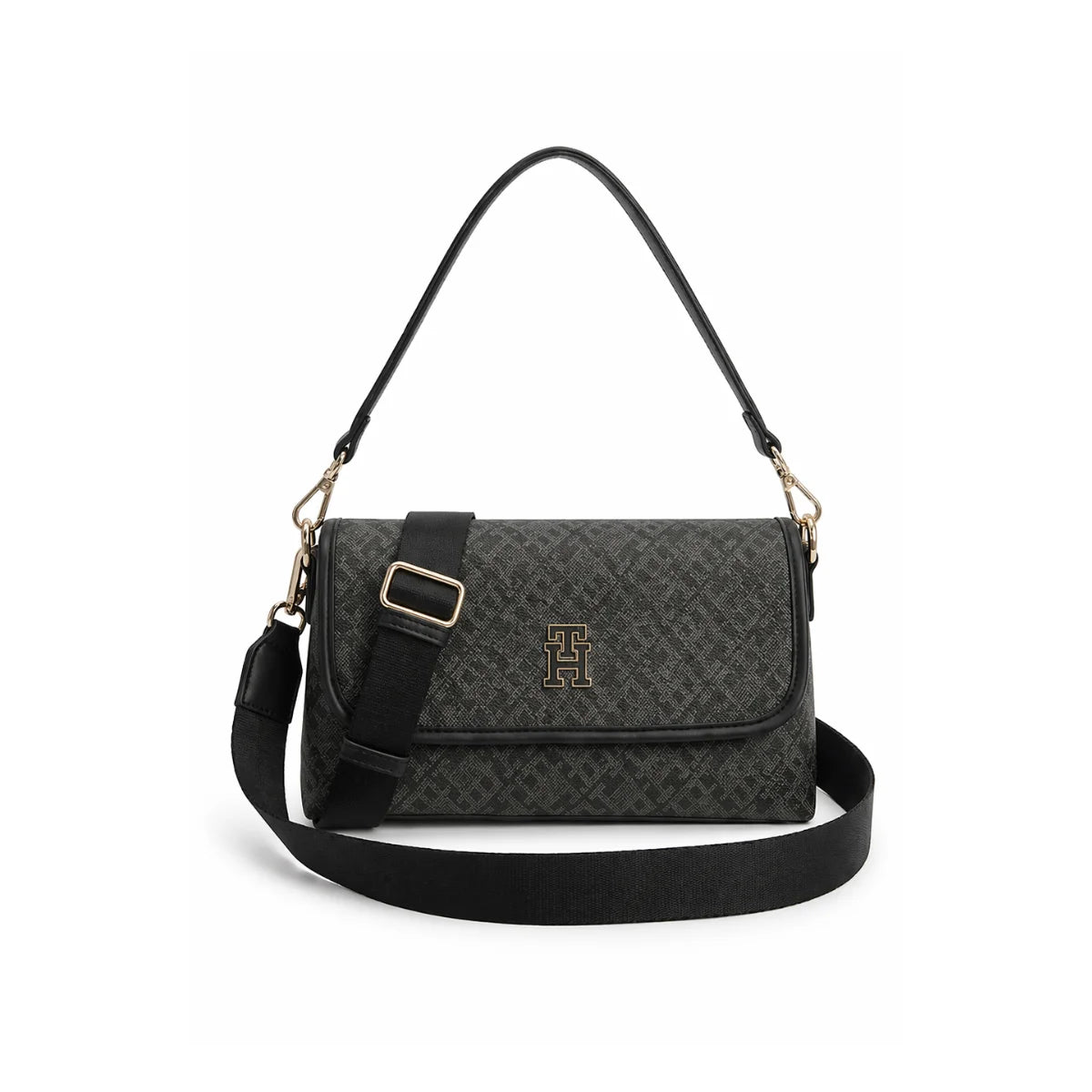 Tommy Hilfiger TH MONOPLAY LE FLAP Crossbody Bag - DRKBLK - Dark- Black