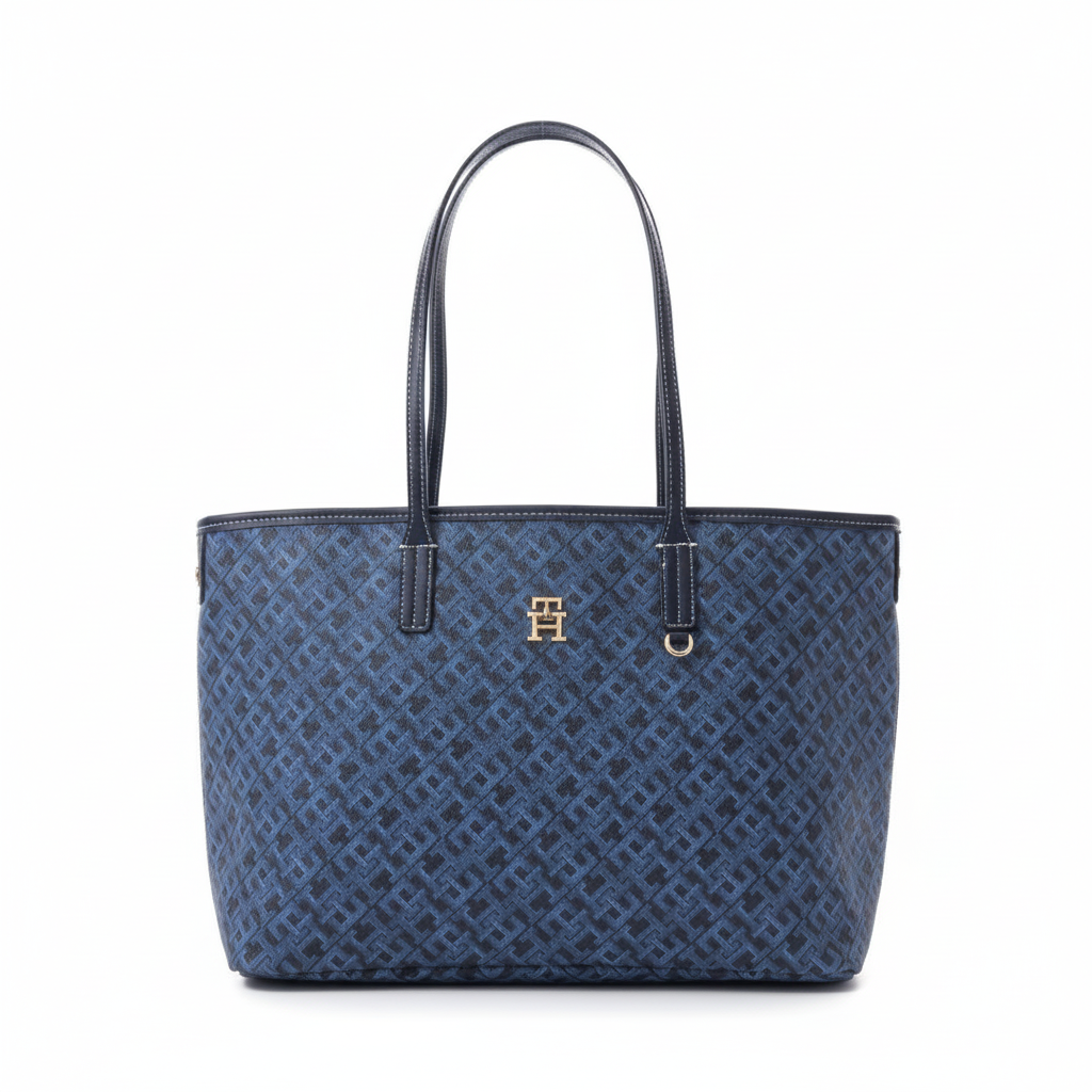 Tommy Hilfiger TH Monoplay Removable Laptop Pouch Tote - BLU - Blue
