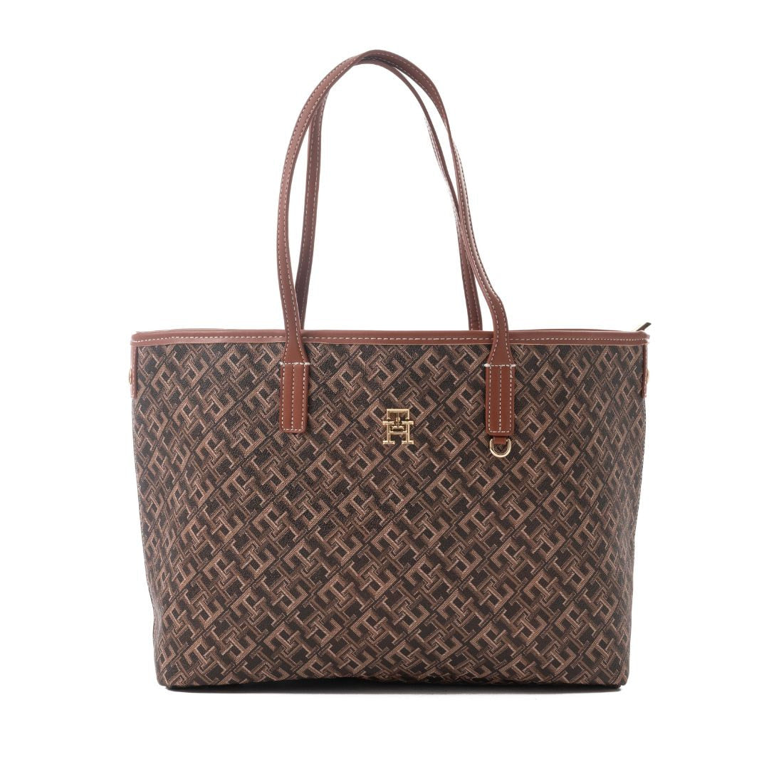 Tommy Hilfiger TH Monoplay Removable Laptop Pouch Tote - BRN - Brown