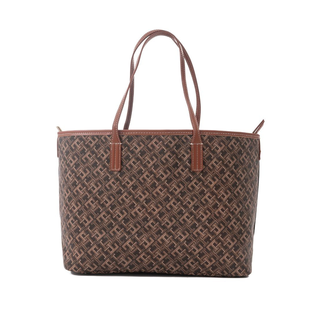 Tommy Hilfiger TH Monoplay Removable Laptop Pouch Tote - BRN - Brown