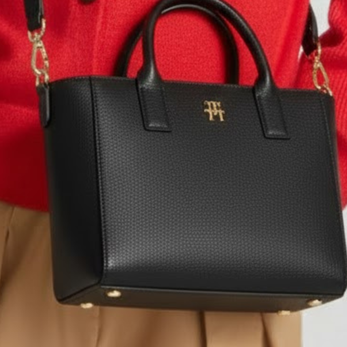 Tommy Hilfiger TH Soft Logo Strap Tote Women - BLK - Black