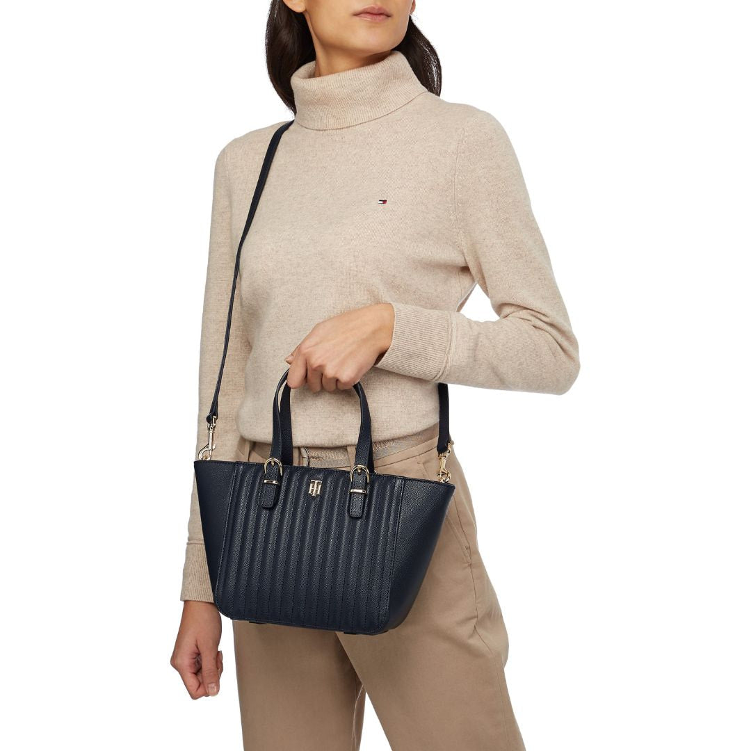 Tommy Hilfiger Timeless Small Tote Quilted Bag - BLK - Black