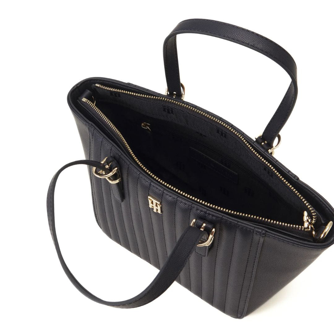 Tommy Hilfiger Timeless Small Tote Quilted Bag - BLK - Black