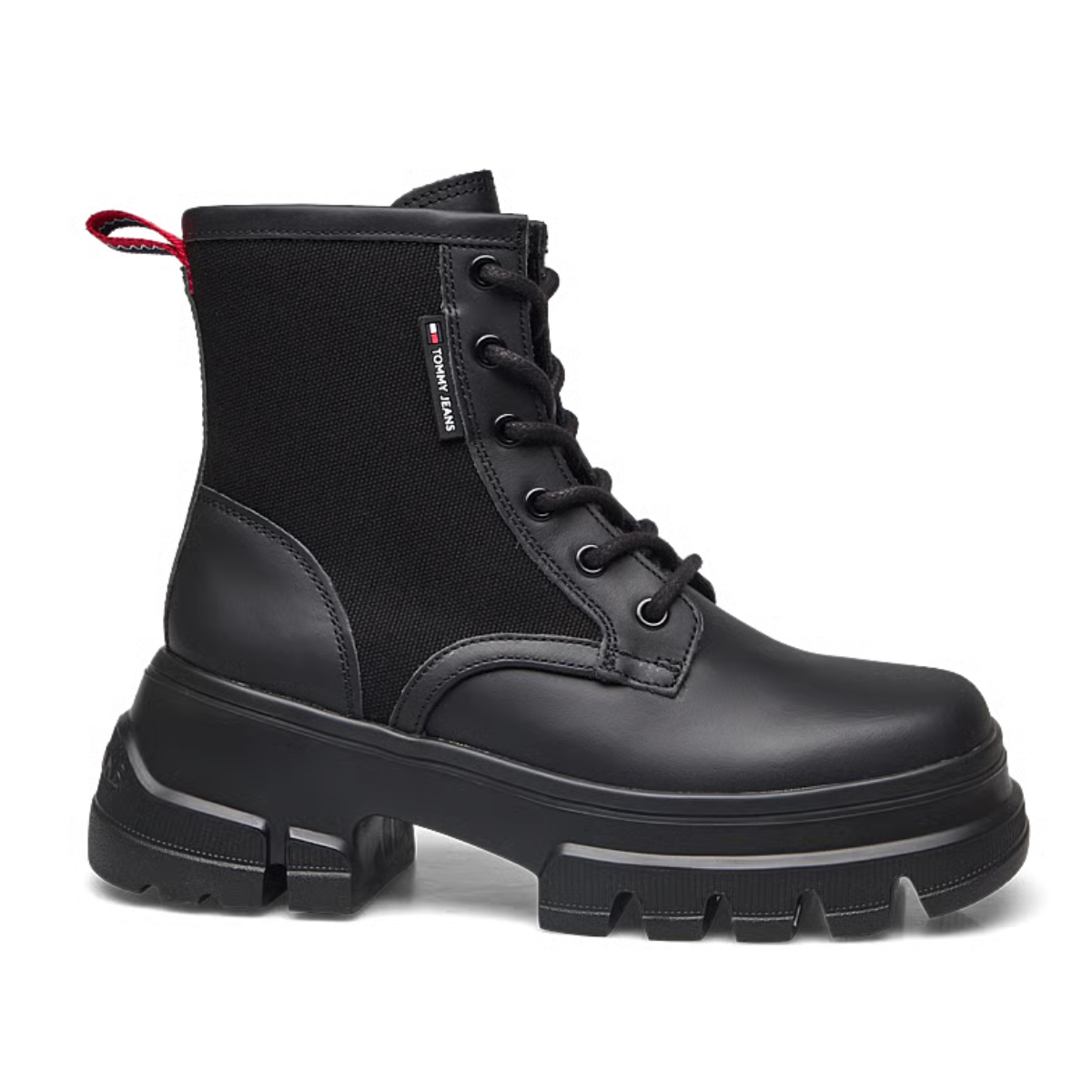 Tommy Hilfiger TJW CHUNKY LACE UP BOOT MIX MAT - BLK
