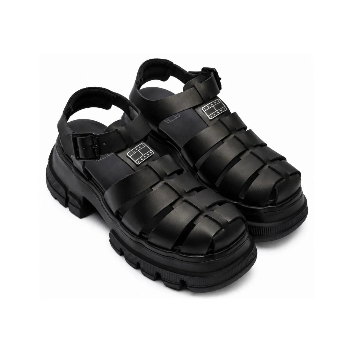 Tommy Hilfiger TJW FISHERMAN Leather Sandals Women - BLK - Black / 36