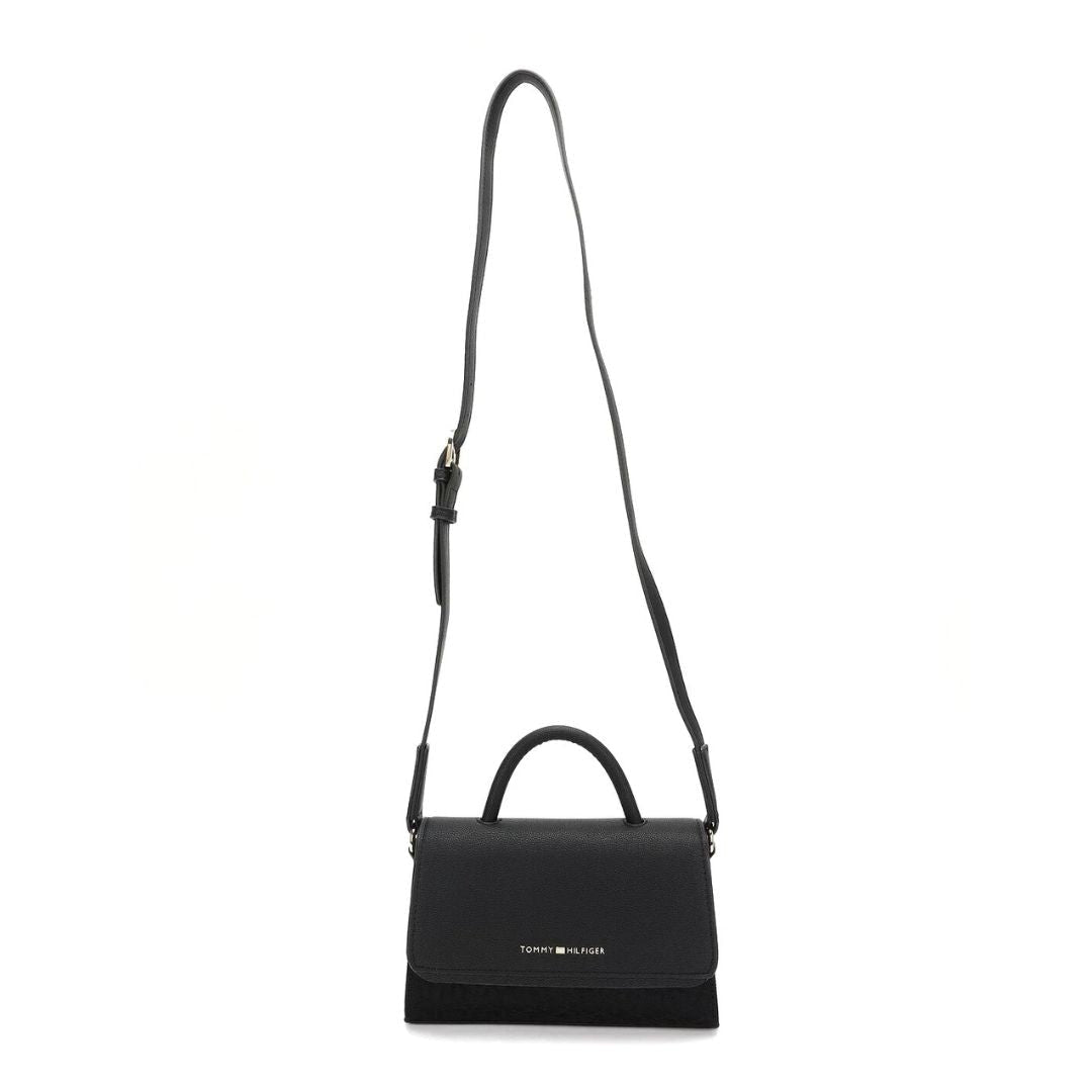 Tommy Hilfiger Tonal Logo Medium Satchel Bag - BLK - Black