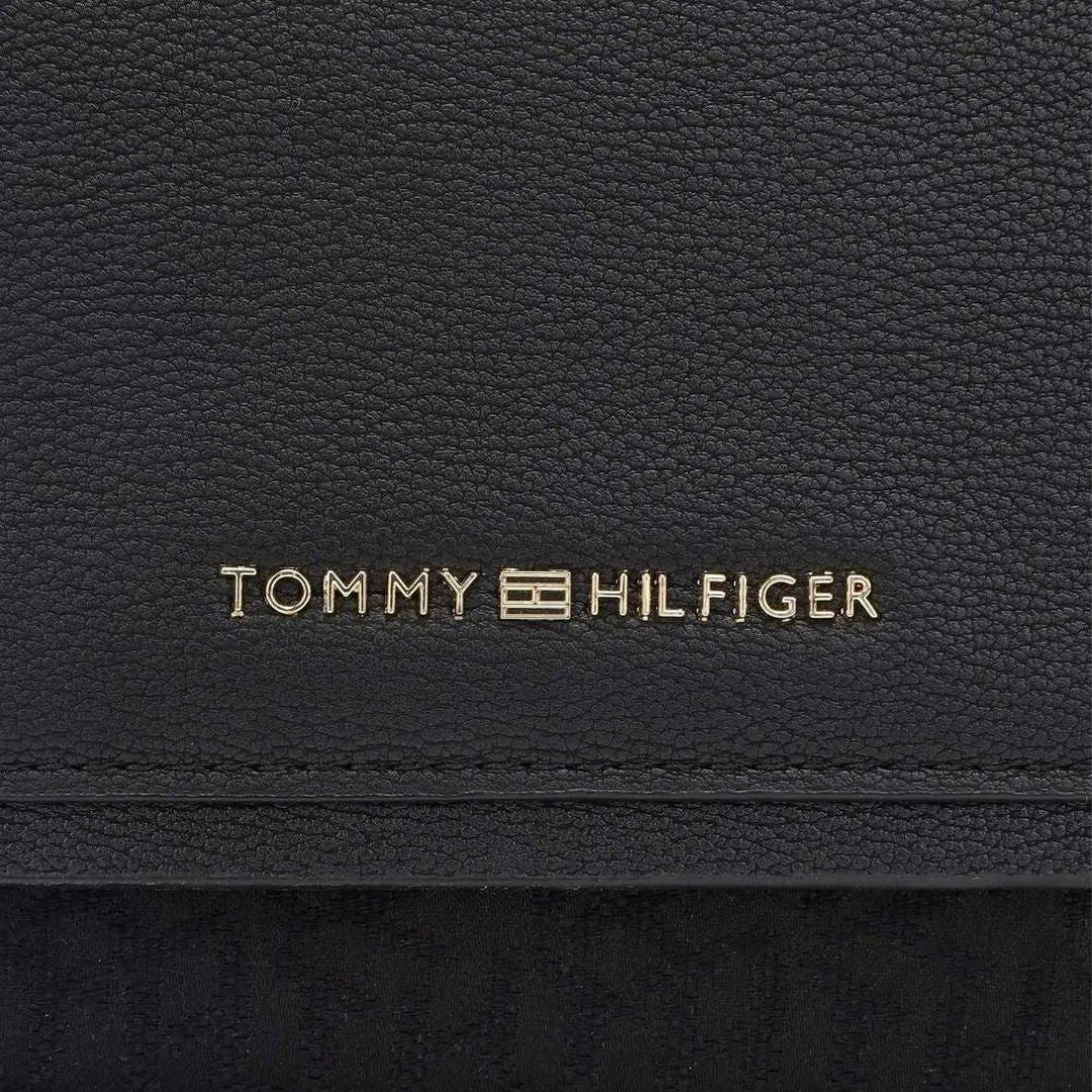 Tommy Hilfiger Tonal Logo Medium Satchel Bag - BLK - Black