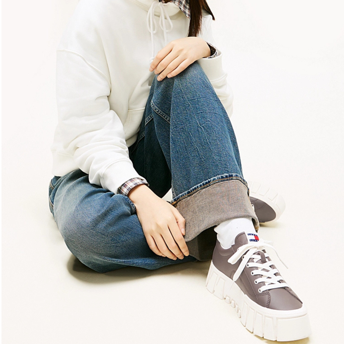 Tommy Jeans Cleat Platform Trainers With Leather - BRN