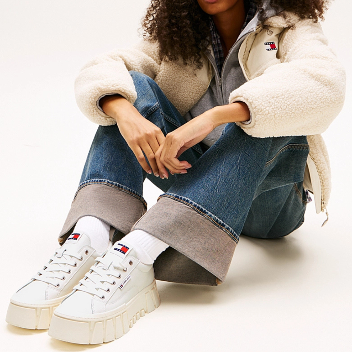 Tommy Jeans Cleat Platform Trainers With Leather - WHT