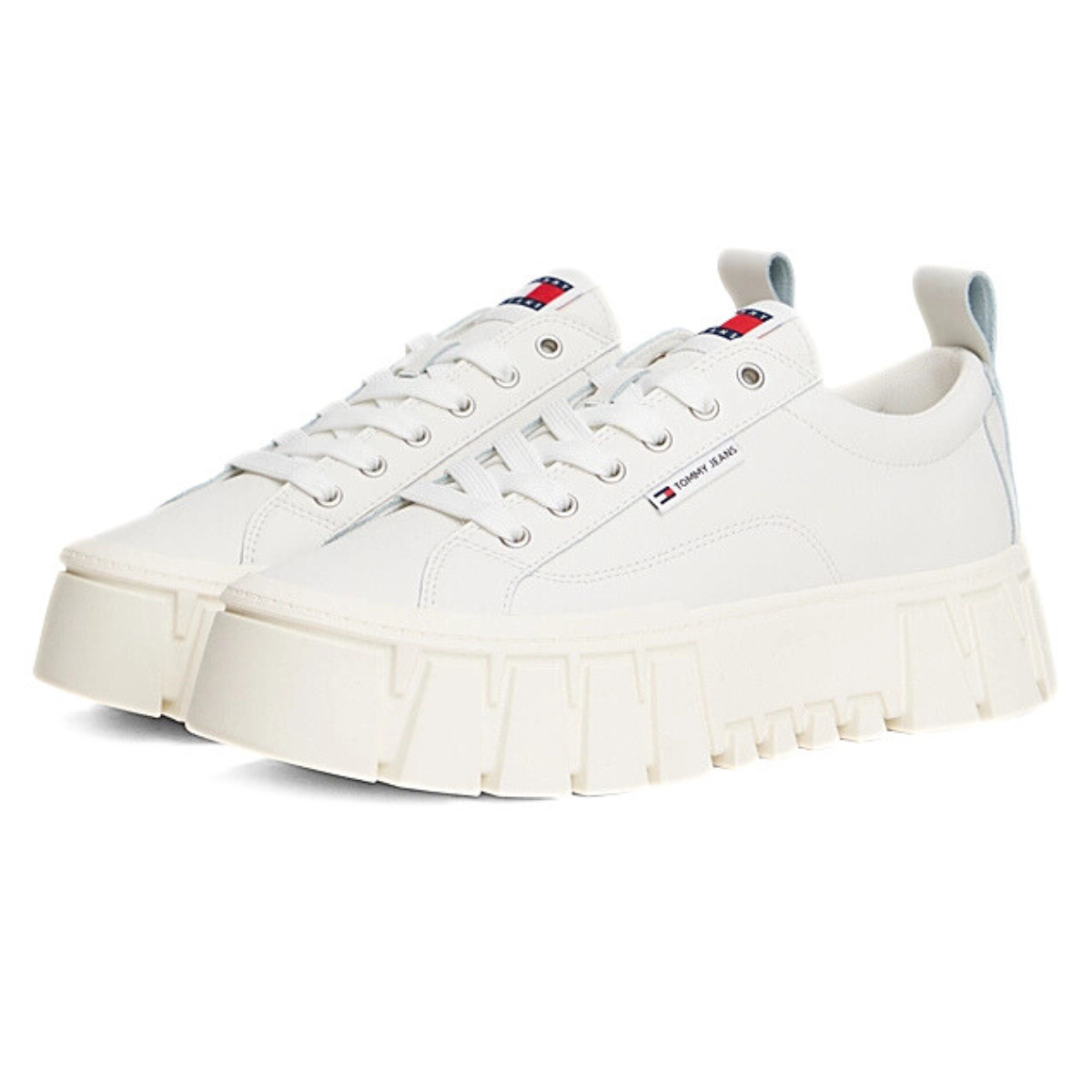 Tommy Jeans Cleat Platform Trainers With Leather - WHT