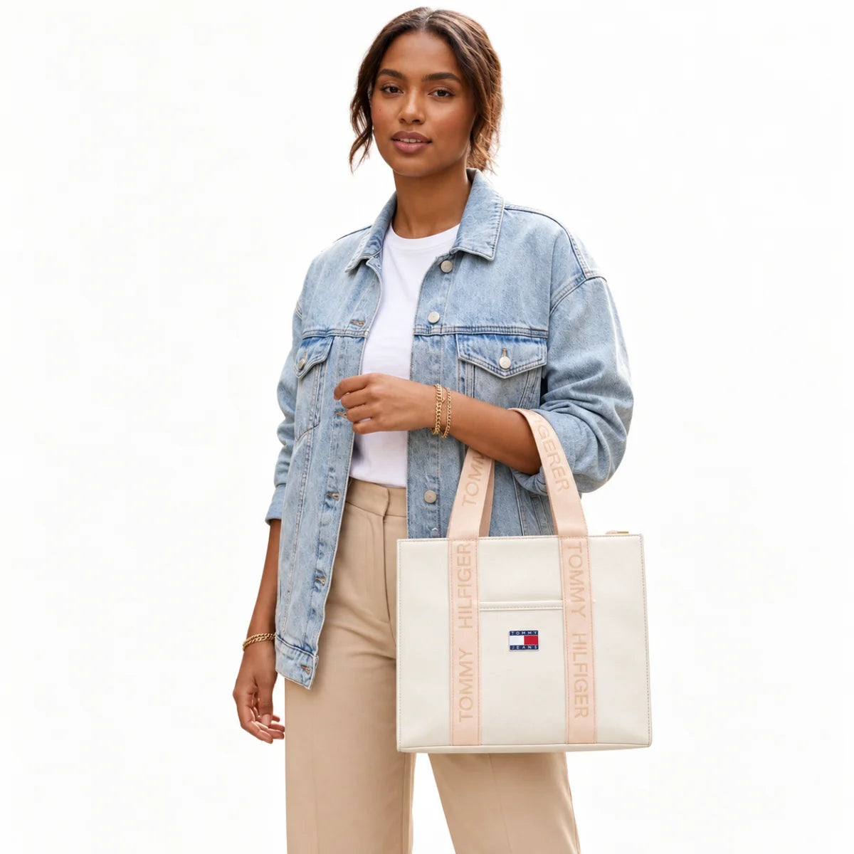 Tommy Jeans TJW ESS Daily Tote Leather Handbag women - BEG-TB123 - Off White