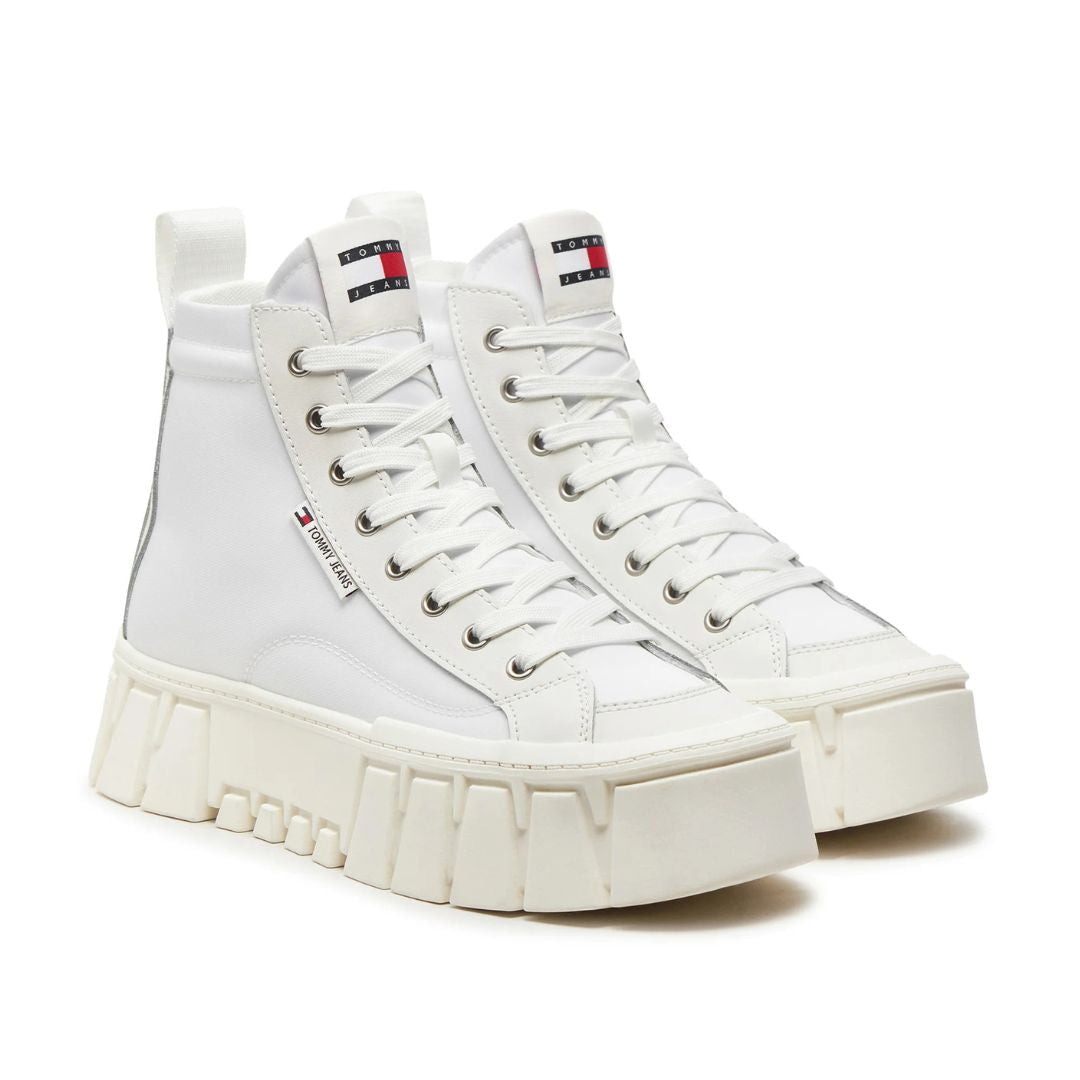 Tommy Jeans TJW Vulc Flatform Mc Mix Media Sneakers EN0EN02570-WHT - White / 35