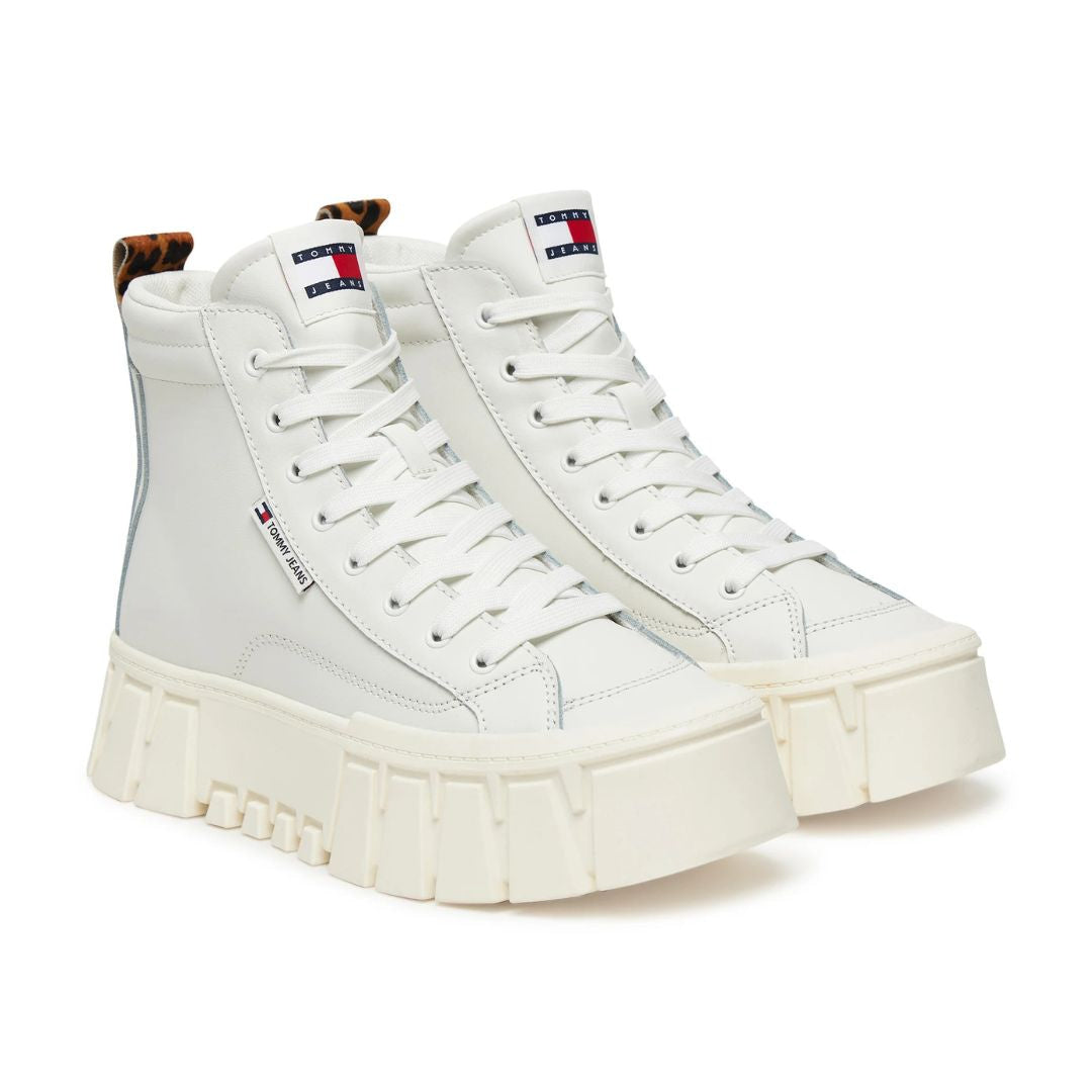 Tommy Jeans TJW Vulc Flatform Mc Mix Media Sneakers EN0EN02858-WHTFUR - White/ Fur / 35