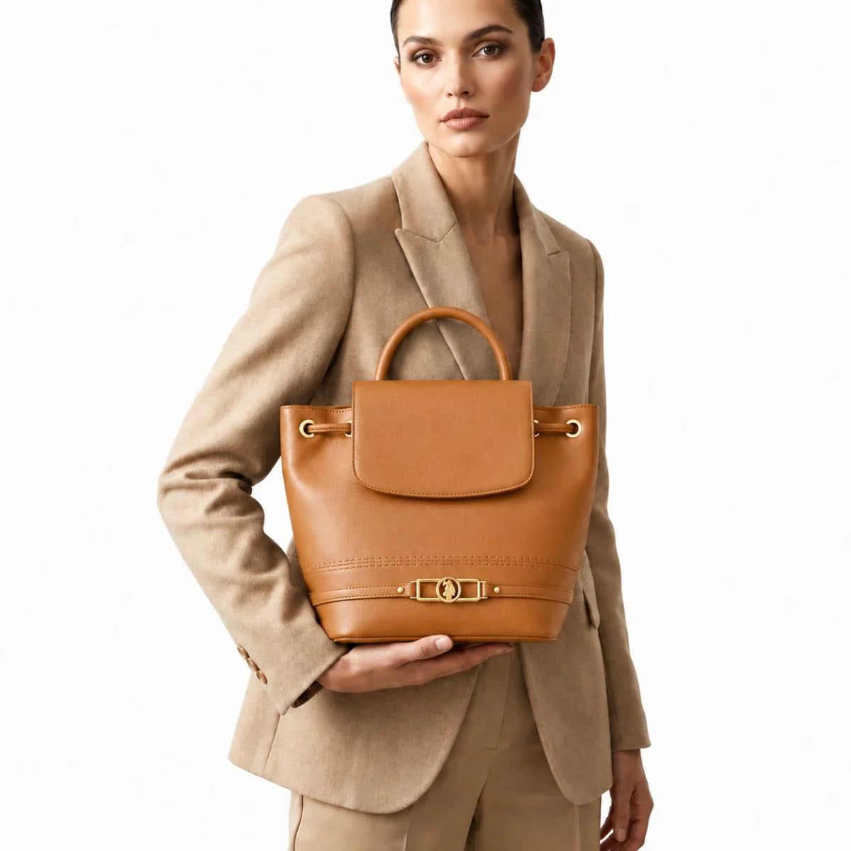 U.S. POLO ASSN. large smooth Backpack Women - TAN - Tan