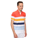 U.S. POLO ASSN. Short Sleeve Striped Front Knit Polo Shirt Men - WLTWHT