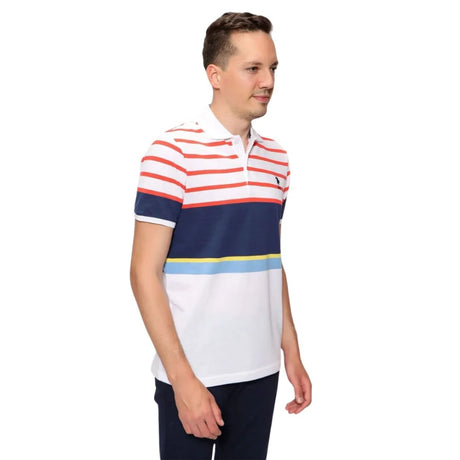 U.S. POLO ASSN. Short Sleeve Striped Front Knit Polo Shirt Men - WLTWHT